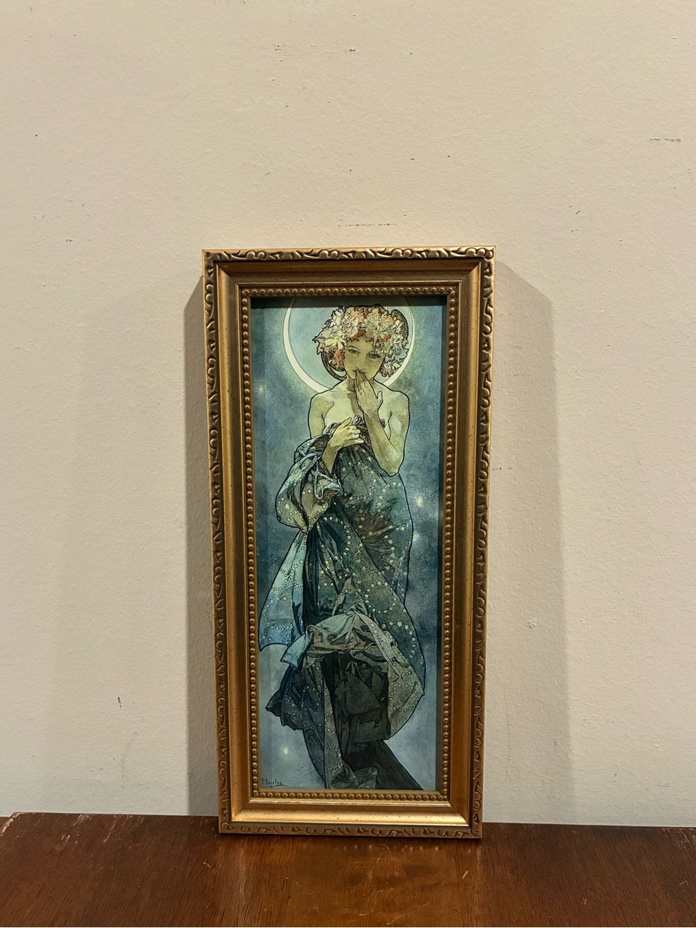 Alphonse Mucha Moon and Stars Framed Print 5x11 Art Nouveau Sailor Moon Wall Art
